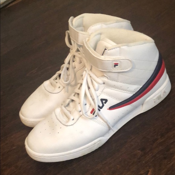 white high top fila shoes